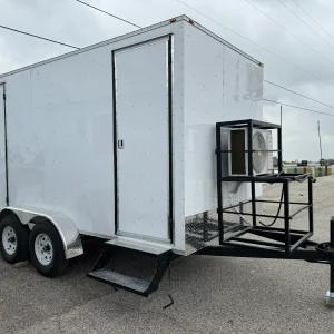 2 Station Portable Restroom Trailer 7' x 14' Unisex, Upscale Design