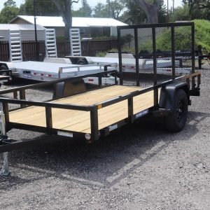 2025 6x12 Tube Top Utility Trailer – 3K Single Axle, Fold-Flat Ramp, Black