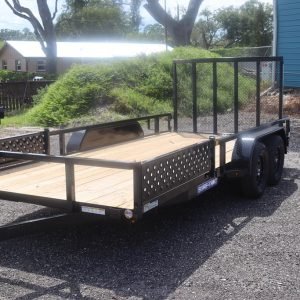 2025 7x16 Tube Top ATV Utility Trailer – 7K Tandem Axle, Side Ramps, Fold-Flat Gate