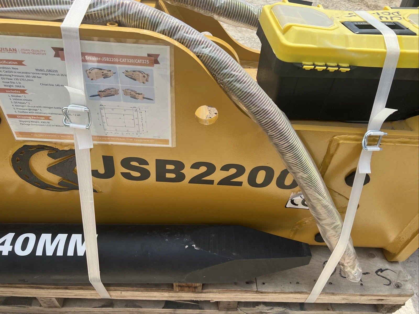 Jisan JSB2200 Cat 320 Hydraulic Hammer Concrete Breaker 80 MM Pins Excavator New - Image 4