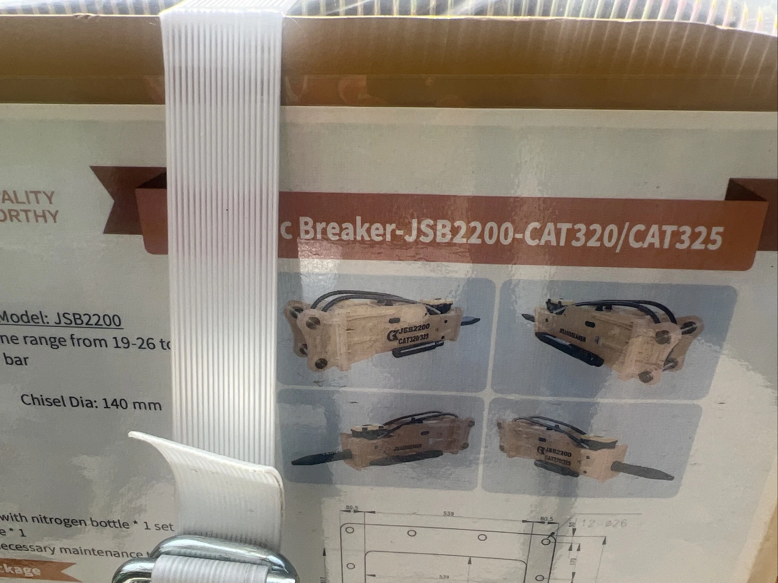 Jisan JSB2200 Cat 320 Hydraulic Hammer Concrete Breaker 80 MM Pins Excavator New - Image 12